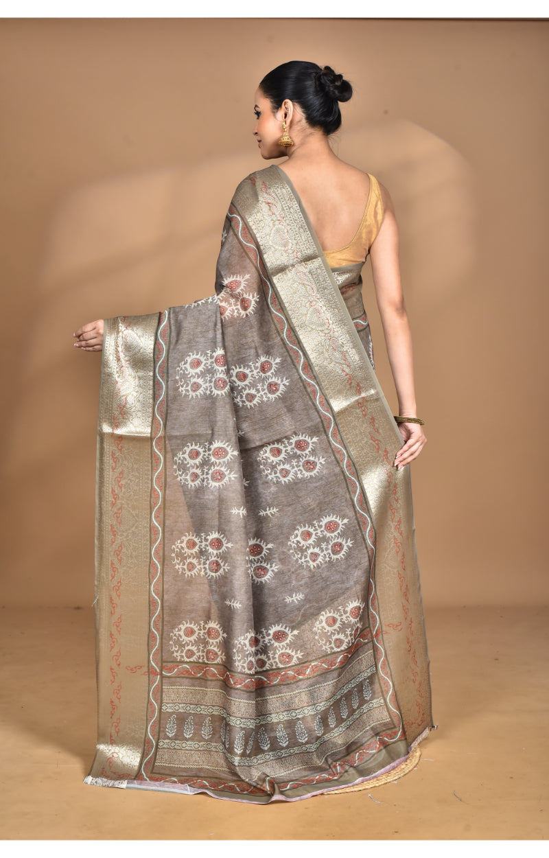Morchari Chanderi Digital Print Saree-Multi