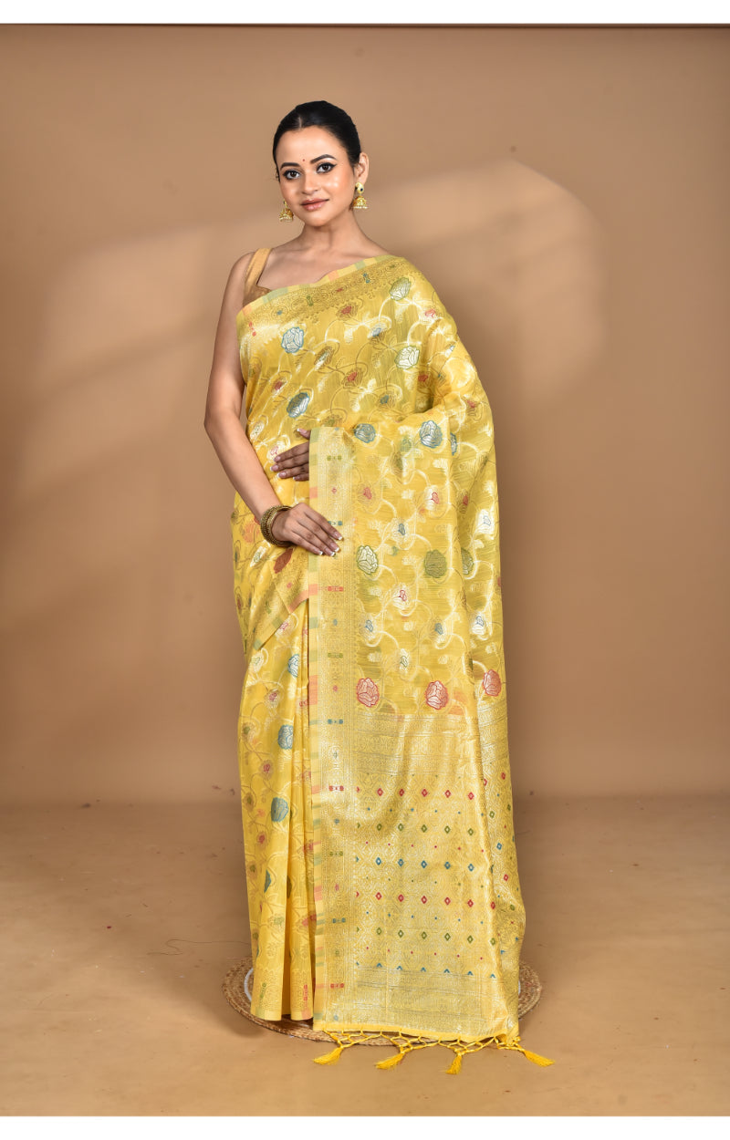 Morchari Women Desgin Chanderi Silk Saree-Yellow