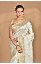 Morchari Jari Sami Silk Saree-Off White