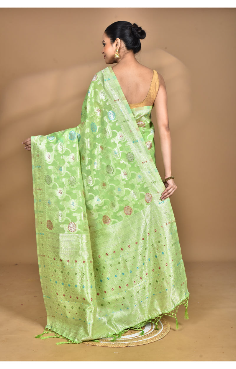 Morchari Women Desgin Chanderi Silk Saree-Green