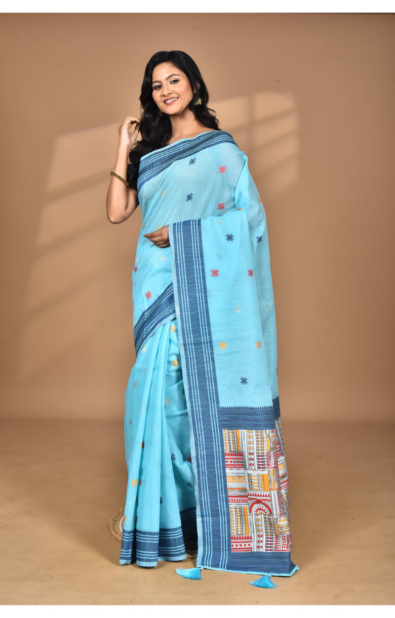 Morchari Women Desgin Chanderi Silk Saree-Blue