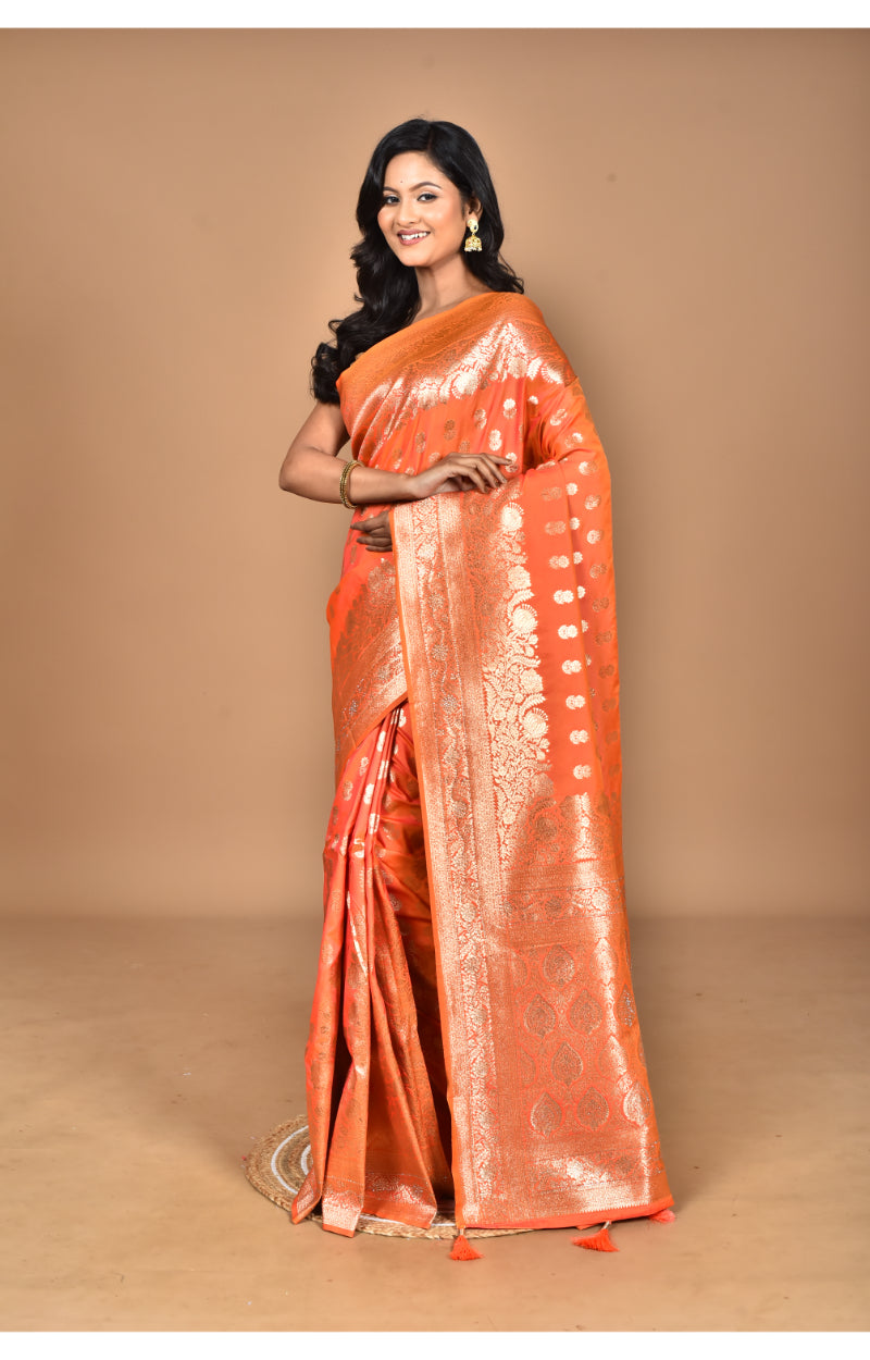 Morchari Heavy Kolhapuri Stone Work Saree-Peach