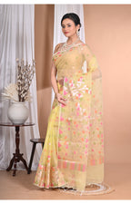 Morchari Heavy Jamdani Silk Orzanga Saree-Yellow
