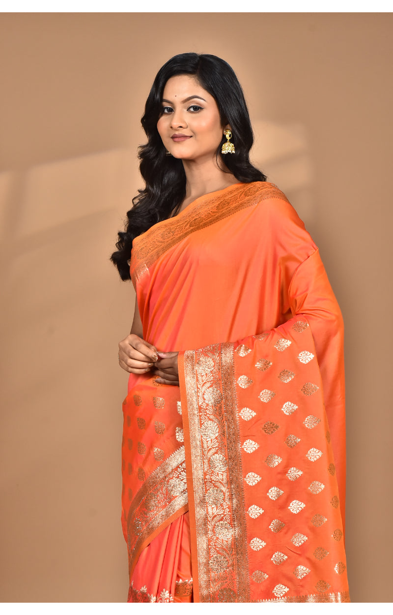Morchari Heavy Kolhapuri Stone Work Saree-Orange