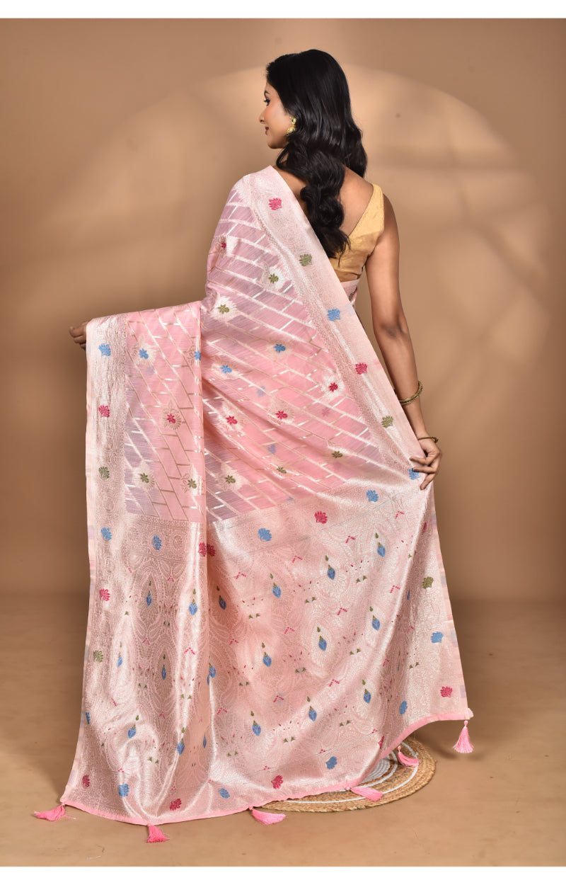 Morchari Women Desgin Chanderi Silk Saree-Pink