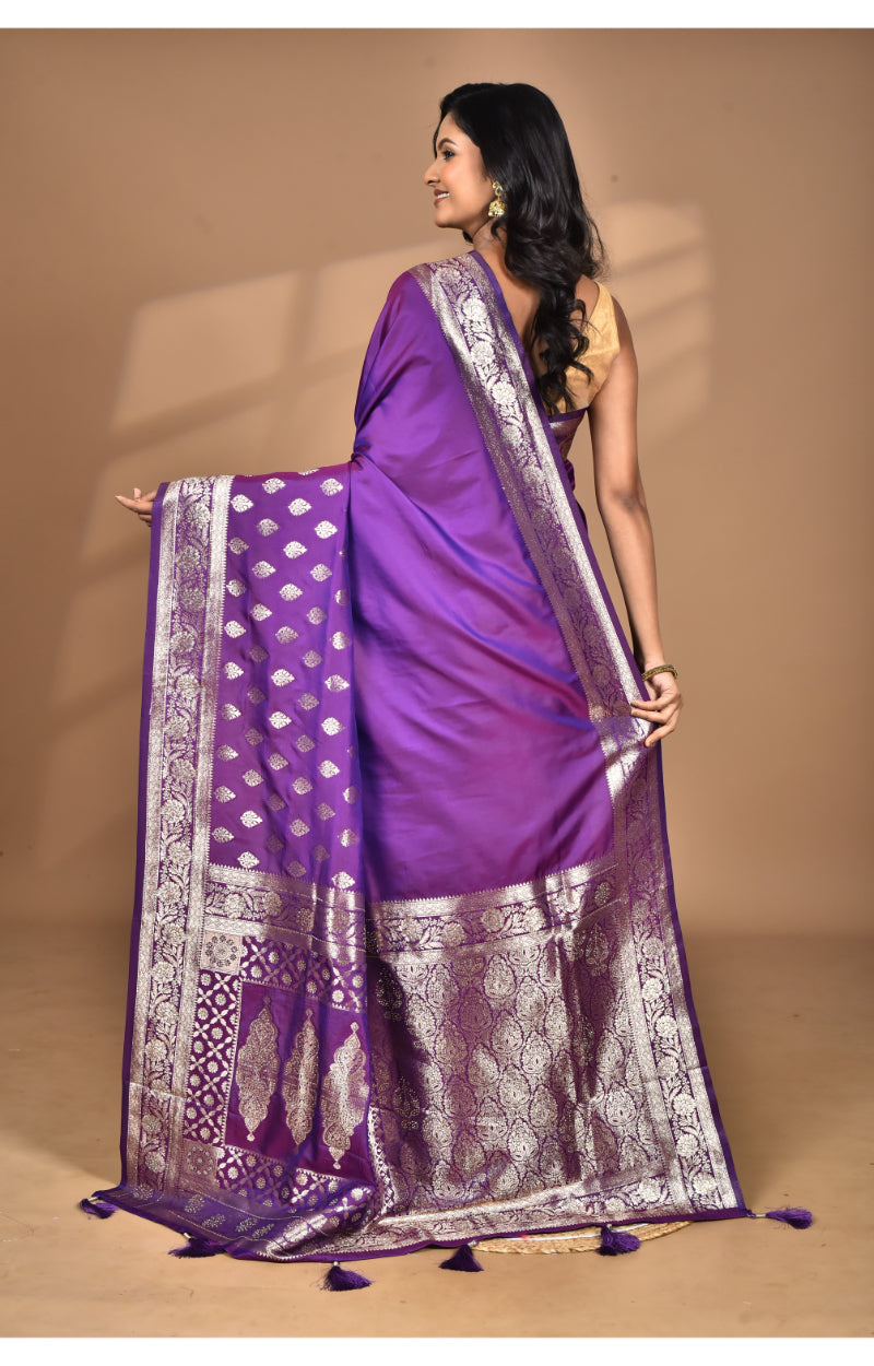 Morchari Heavy Kolhapuri Stone Work Saree-Purple