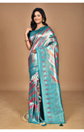 Morchari Ethnic Motifs Silk Blend Dharmavaram Saree-Green
