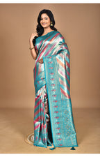 Morchari Ethnic Motifs Silk Blend Dharmavaram Saree-Green