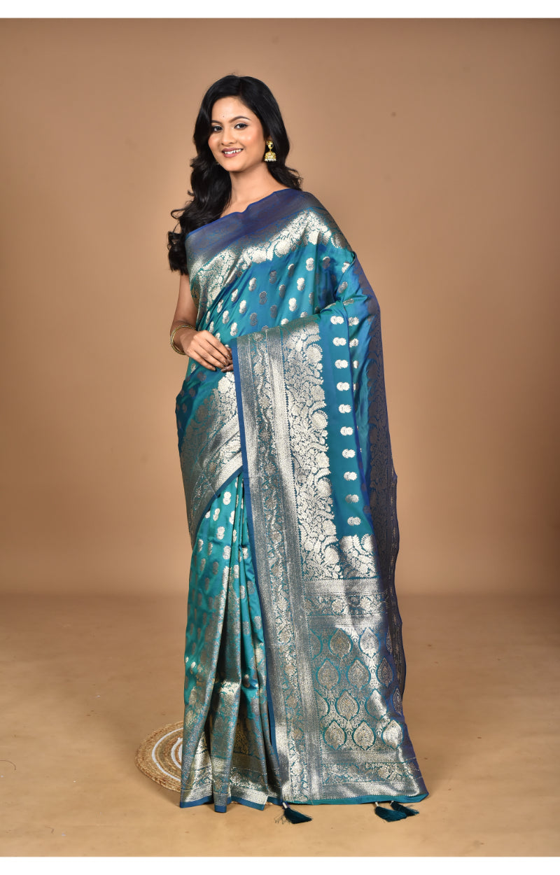 Morchari Heavy Kolhapuri Stone Work Saree-Navy Blue