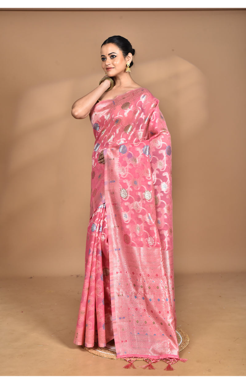 Morchari Women Desgin Chanderi Silk Saree-Pink