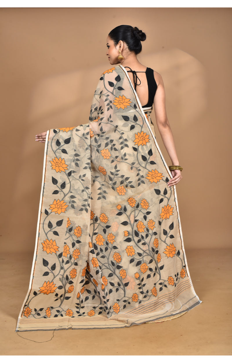 Morchari Pure Cotton Dhakai Jamdani Handloom Saree-Multi
