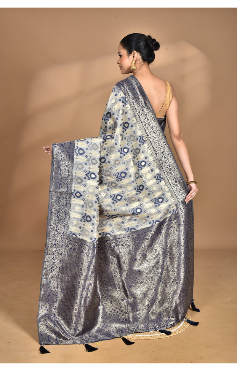 Morchari Women Desgin Chanderi Silk Saree-Grey