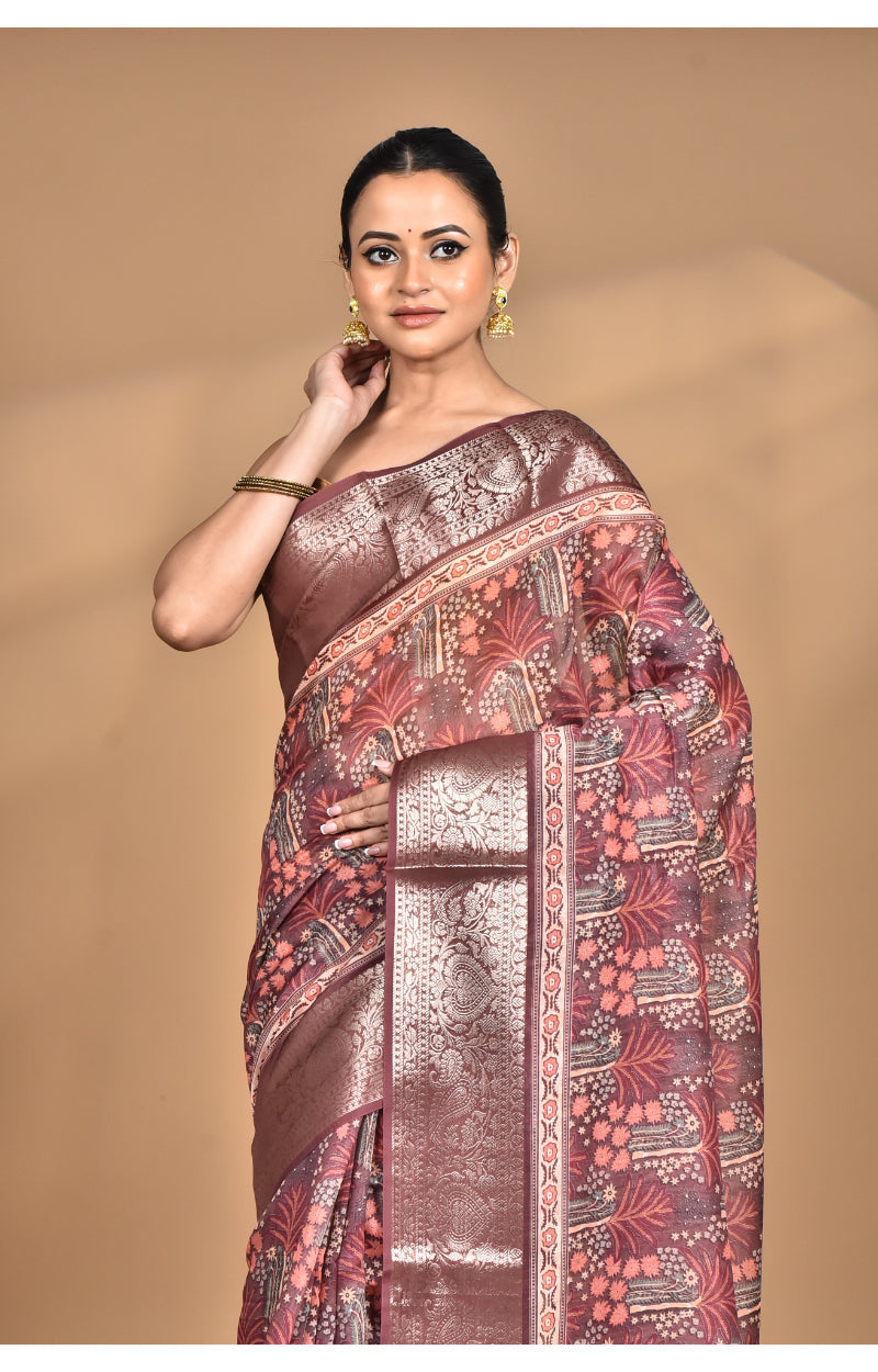 Morchari Chanderi Digital Print Saree-Multi