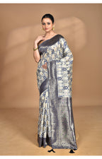 Morchari Women Desgin Chanderi Silk Saree-Grey