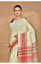 Morchari Pure Cotton Dhakai Jamdani Handloom Saree-Cream