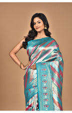 Morchari Ethnic Motifs Silk Blend Dharmavaram Saree-Green