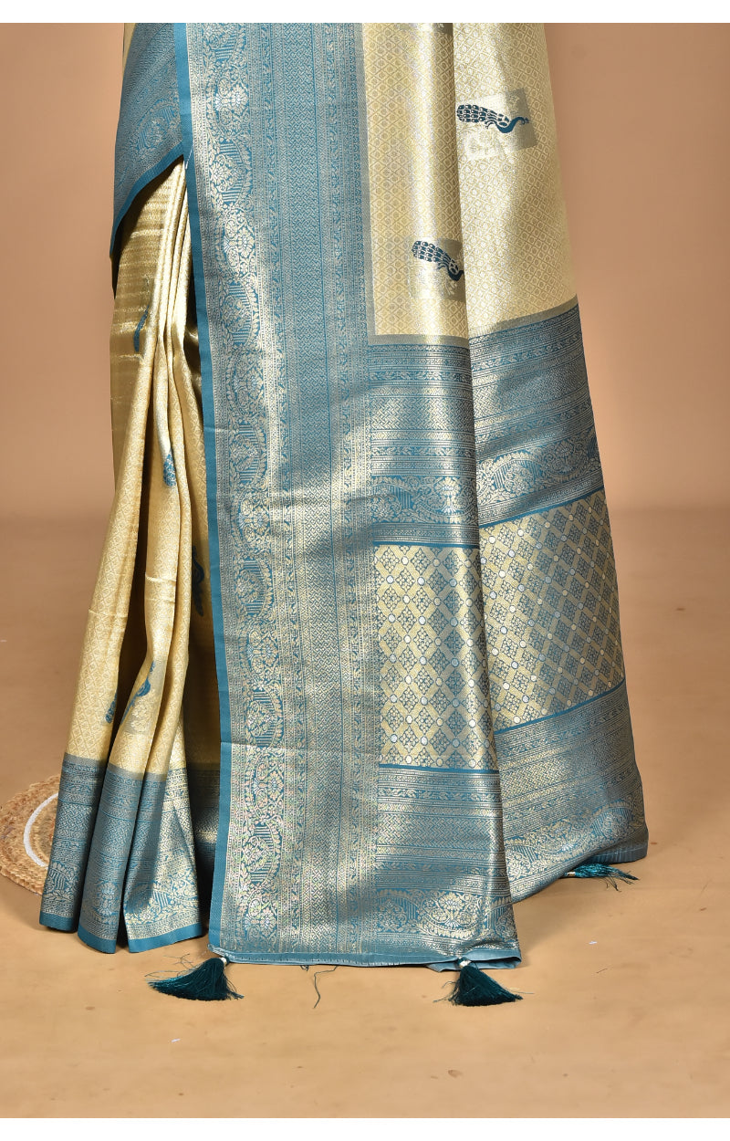 Morchari Women Desgin Banarasi Silk Saree-Beige