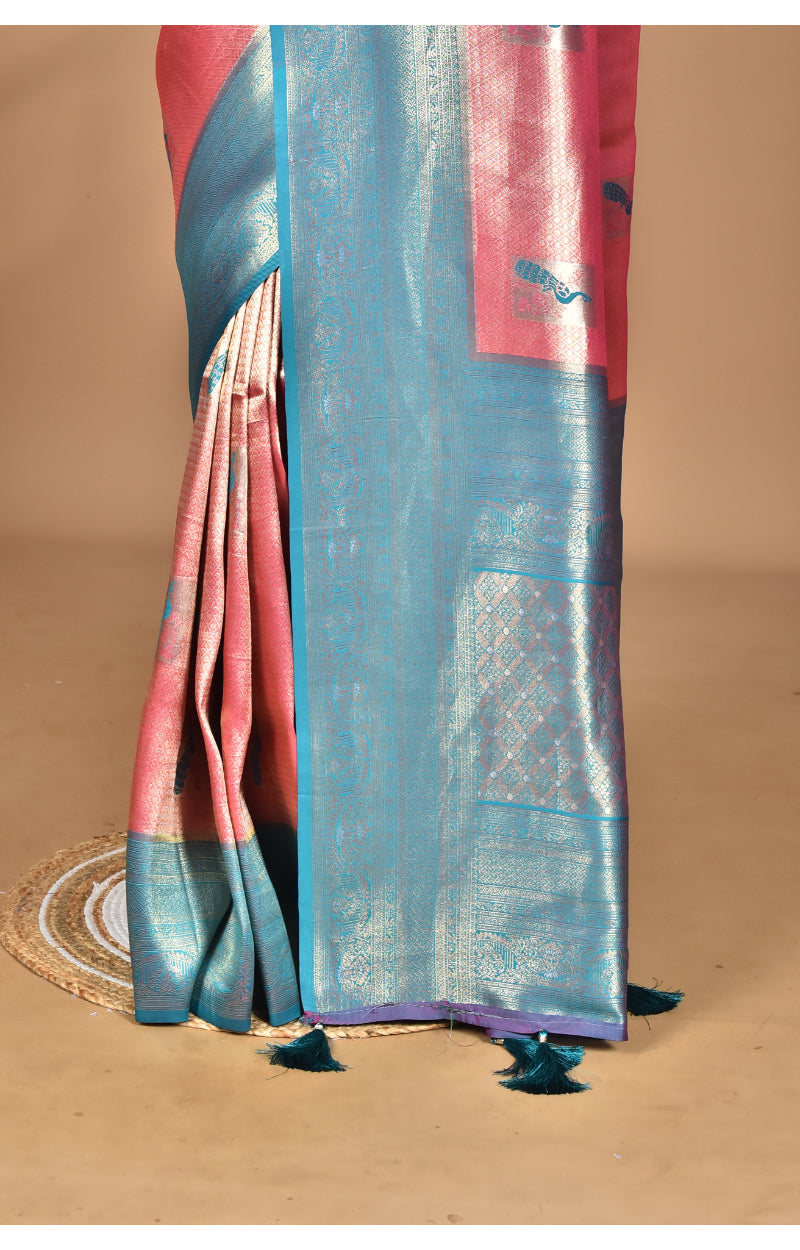 Morchari Women Desgin Banarasi Silk Saree-Pink