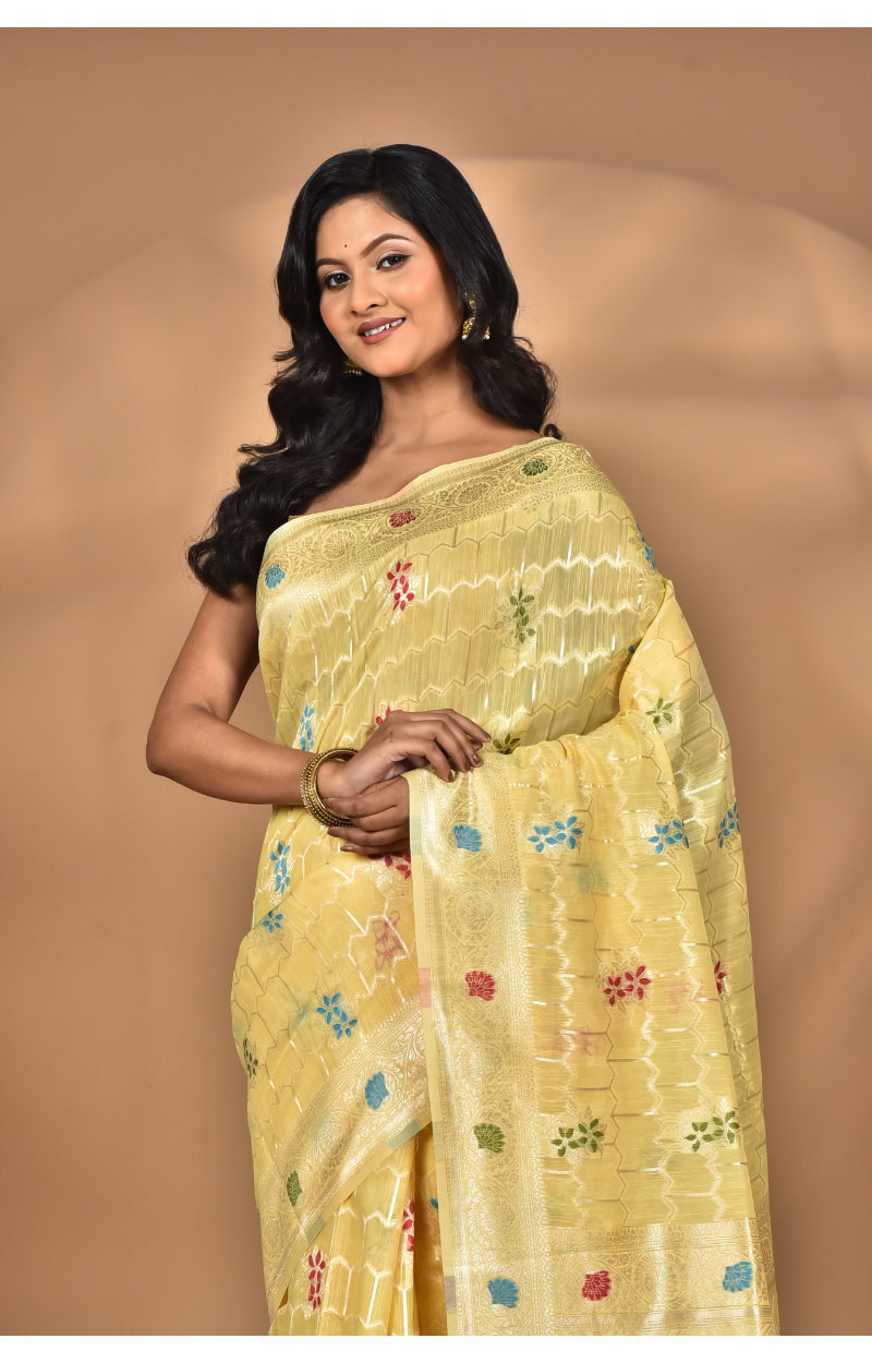 Morchari Women Desgin Chanderi Silk Saree-Yellow