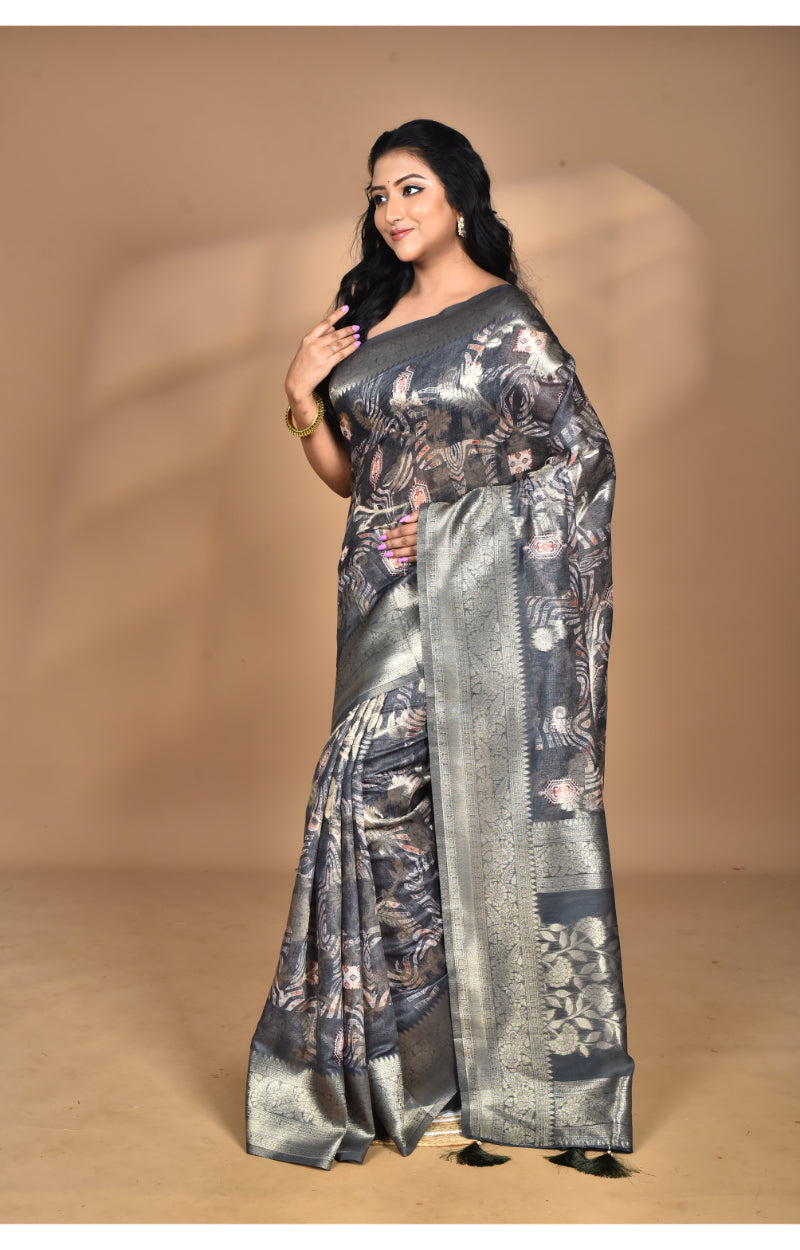 Morchari Women Desgin Linen Silk Saree-Multi