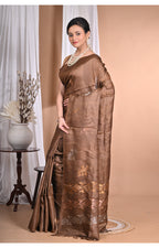 Morchari Pure Tussar Silk Handloom Saree-Coffee Brown