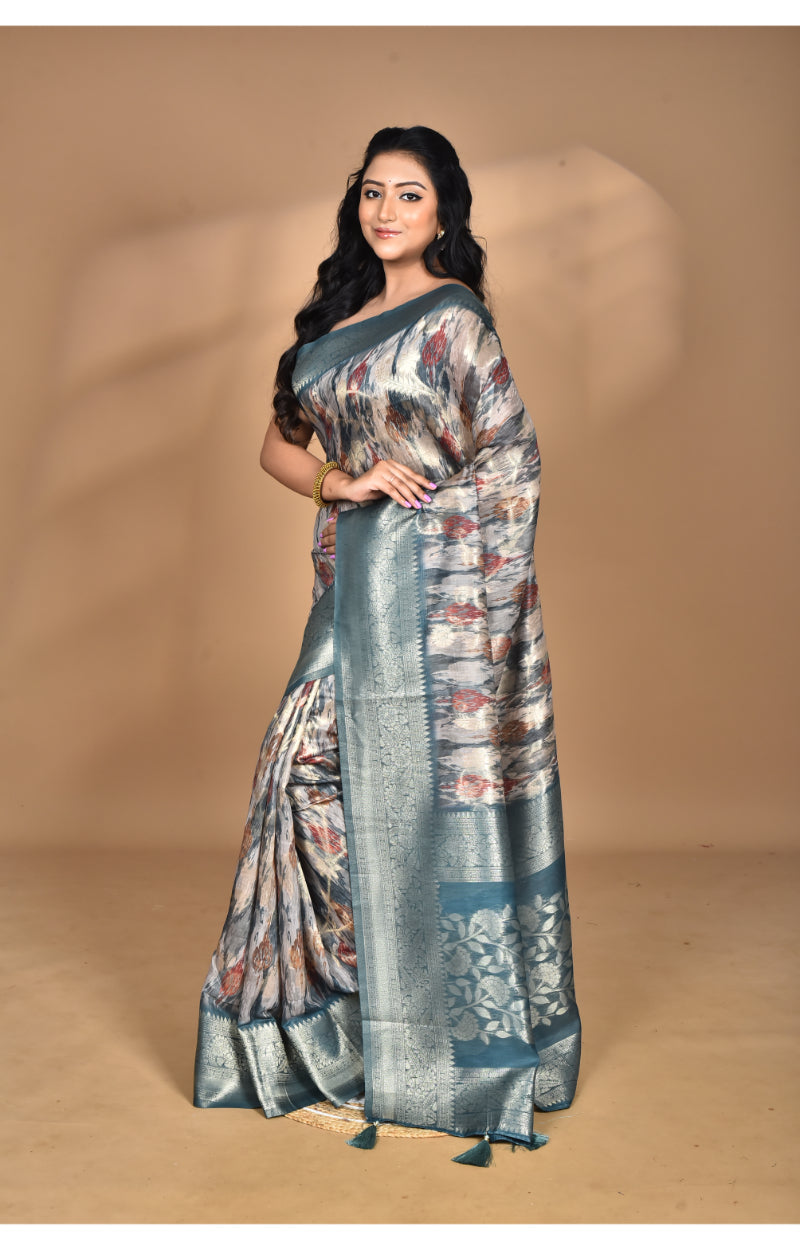 Morchari Women Desgin Linen Silk Saree-Multi