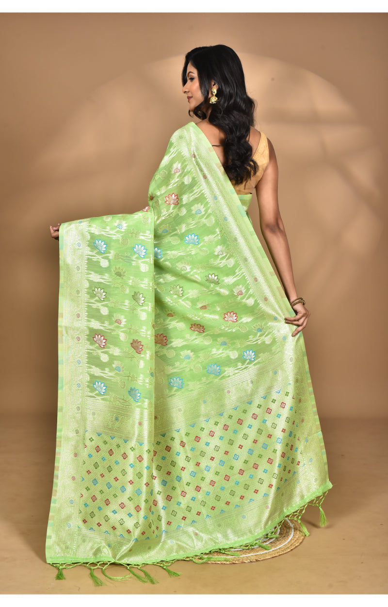 Morchari Women Desgin Chanderi Silk Saree-Green