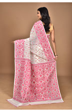 Morchari Pure Cotton Dhakai Jamdani Handloom Saree-Off White