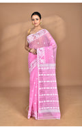 Morchari Pure Cotton Dhakai Jamdani Handloom Saree-Pink
