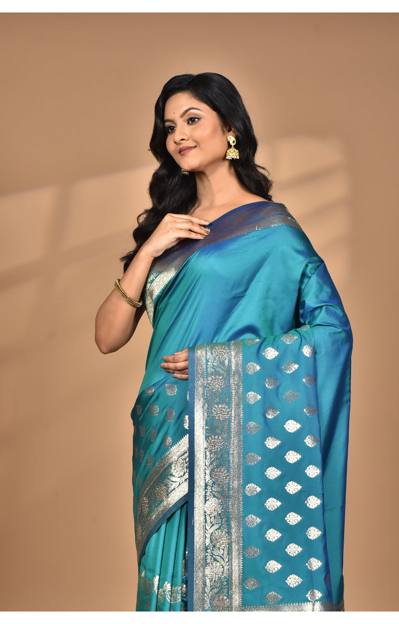 Morchari Heavy Kolhapuri Stone Work Saree-Navy Blue