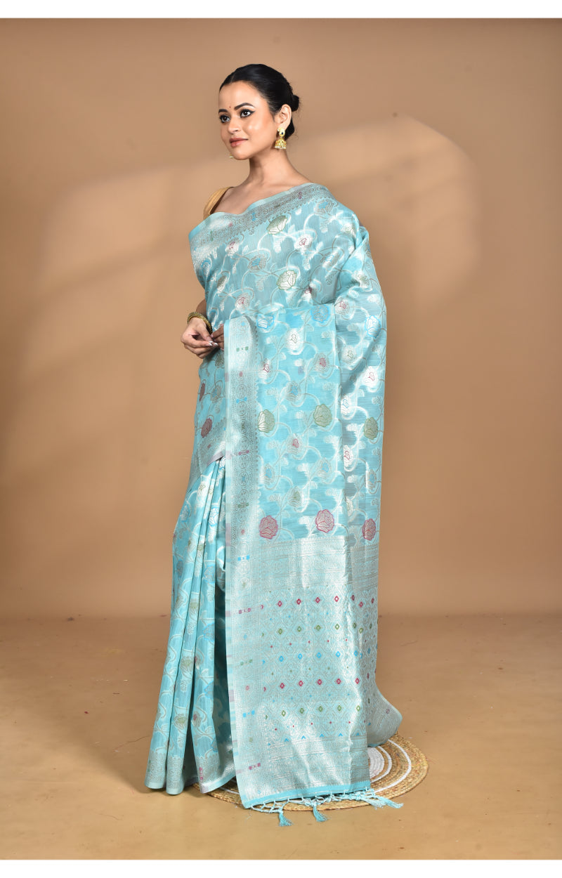 Morchari Women Desgin Chanderi Silk Saree-Blue
