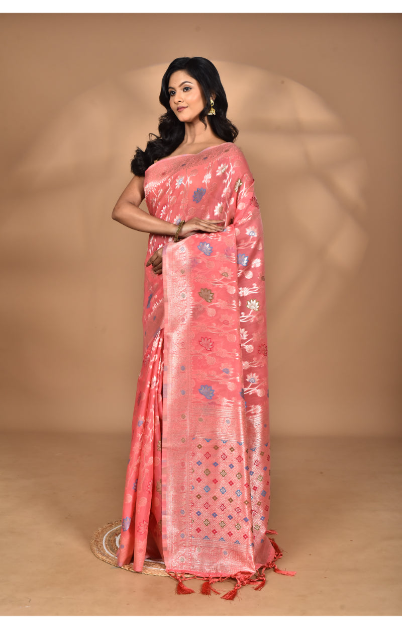 Morchari Women Desgin Chanderi Silk Saree-Peach