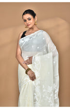 Morchari Pure Cotton Dhakai Jamdani Handloom Saree-Cream