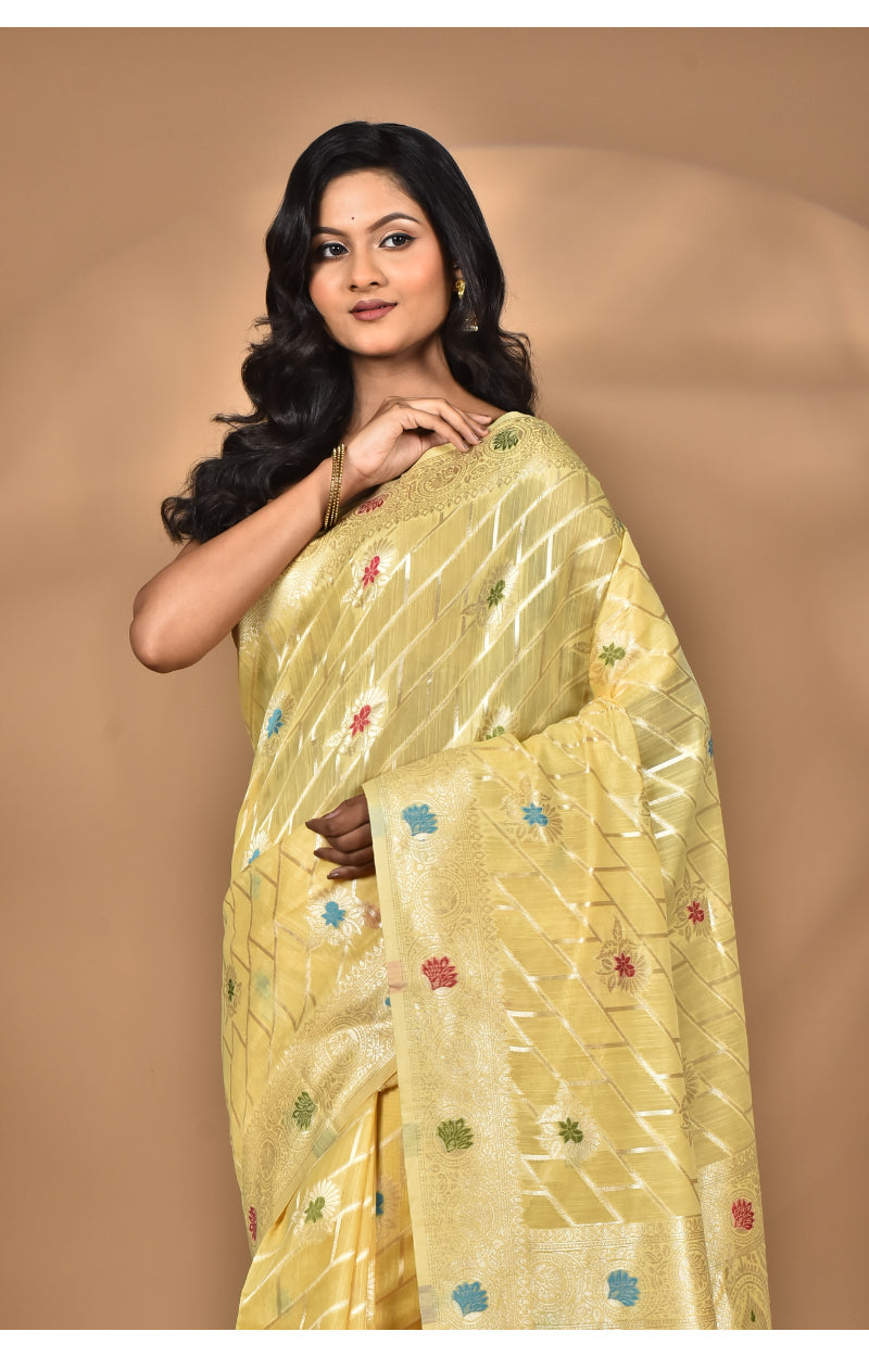 Morchari Women Desgin Chanderi Silk Saree-Yellow