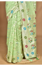 Morchari Women Desgin Chanderi Silk Saree-Green