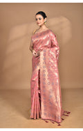 Morchari Banarasi Silk Chanderi Saree-Peach