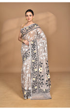 Morchari Pure Cotton Dhakai Jamdani Handloom Saree-Beige