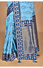 Morchari Women Desgin Kashmiri Silk Linen Saree-Blue