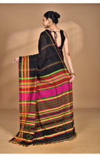 Morchari Pure Cotton Dhakai Jamdani Handloom Saree-Black