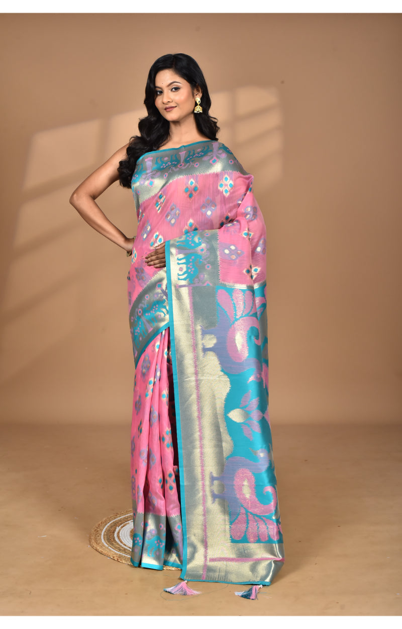 Morchari Women Desgin Two Dai Linen Saree-Multi