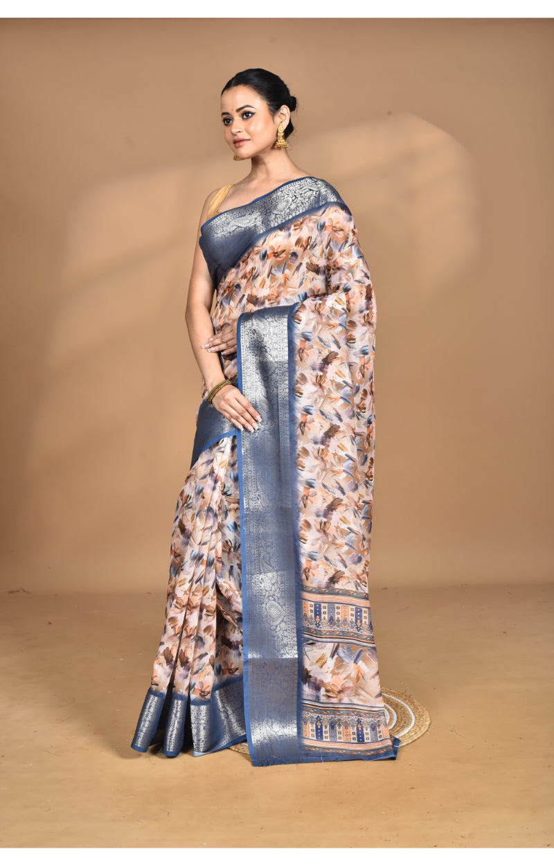 Morchari Chanderi Digital Print Saree-Multi