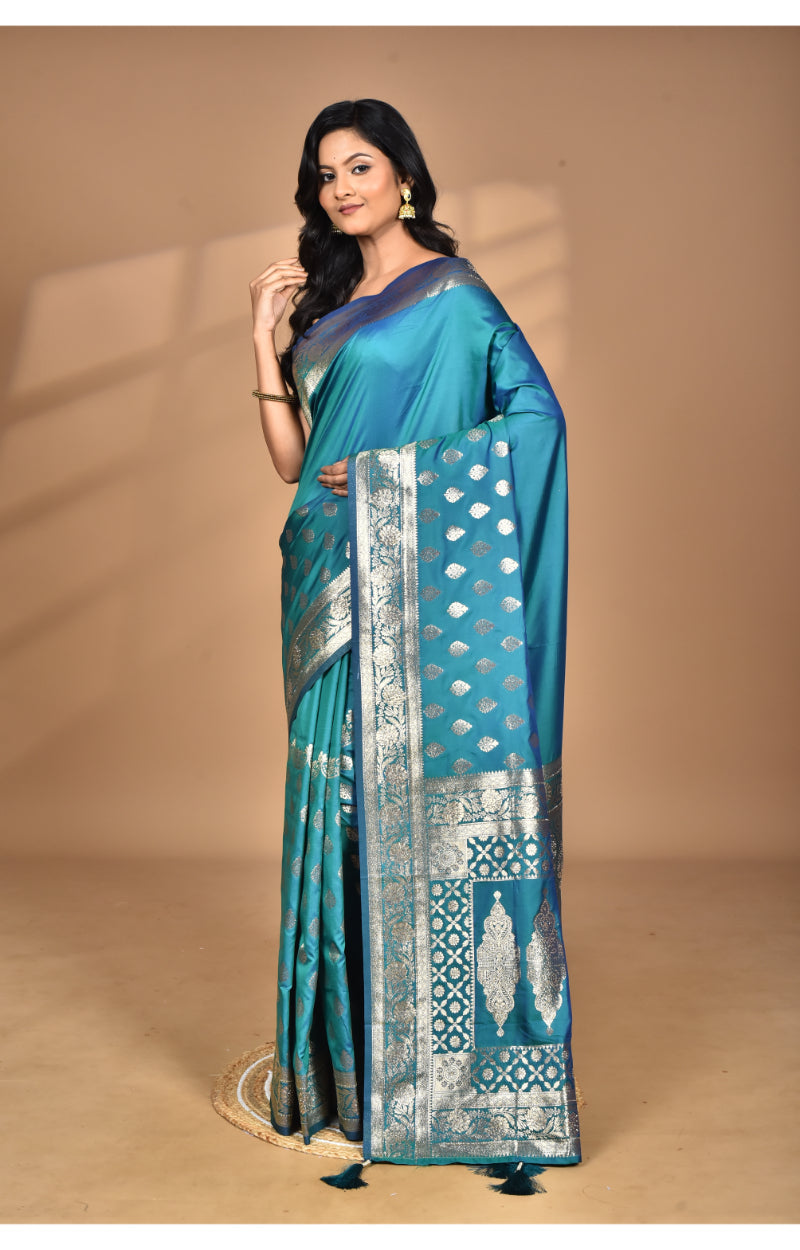 Morchari Heavy Kolhapuri Stone Work Saree-Navy Blue