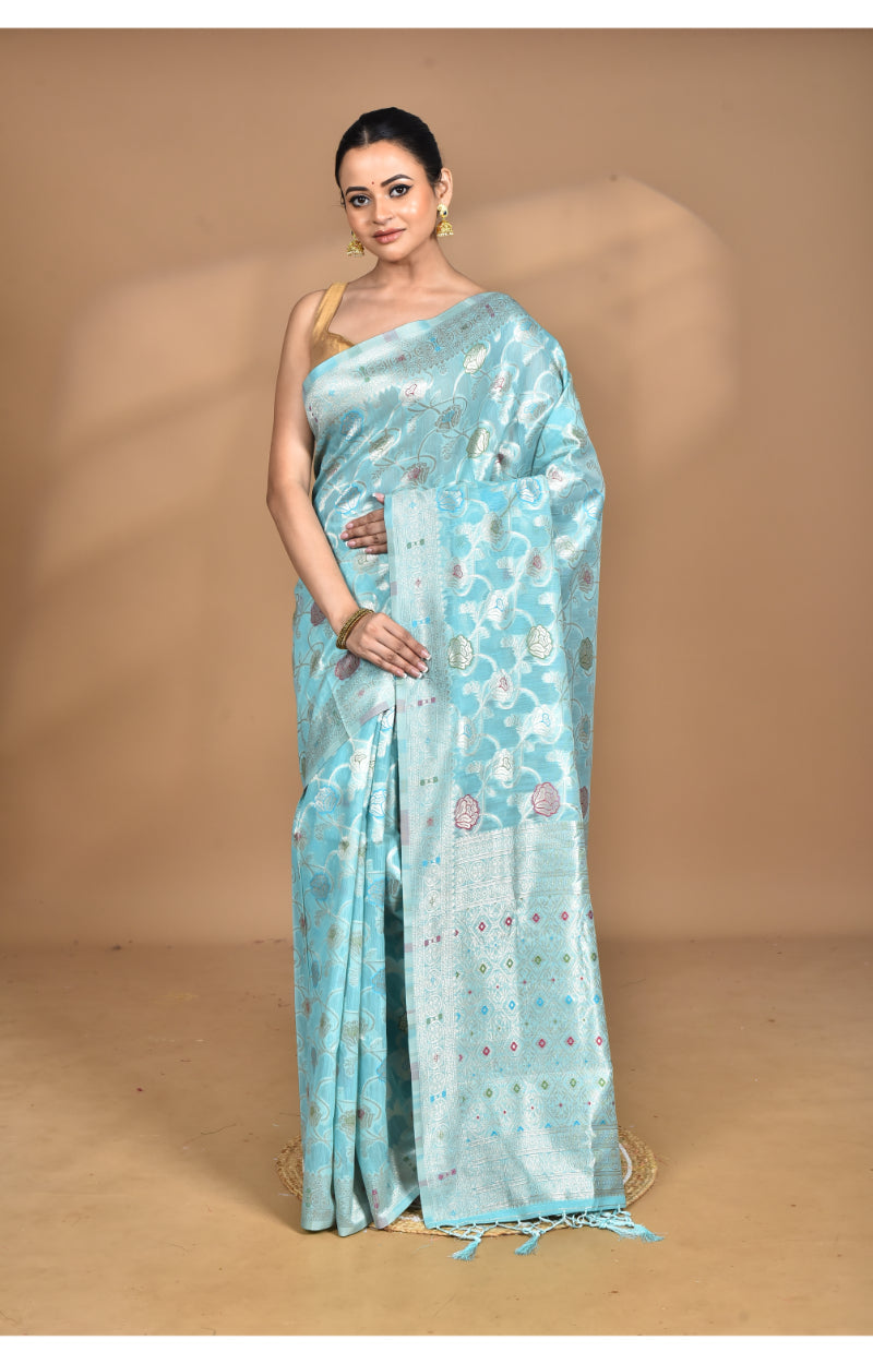 Morchari Women Desgin Chanderi Silk Saree-Blue
