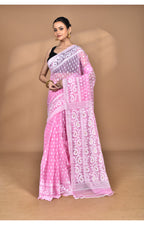 Morchari Pure Cotton Dhakai Jamdani Handloom Saree-Pink
