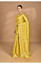Morchari Banarasi Silk Chanderi Saree-Yellow