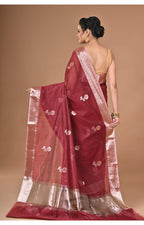 Morchari Heavy Chanderi Silk Saree-Maroon