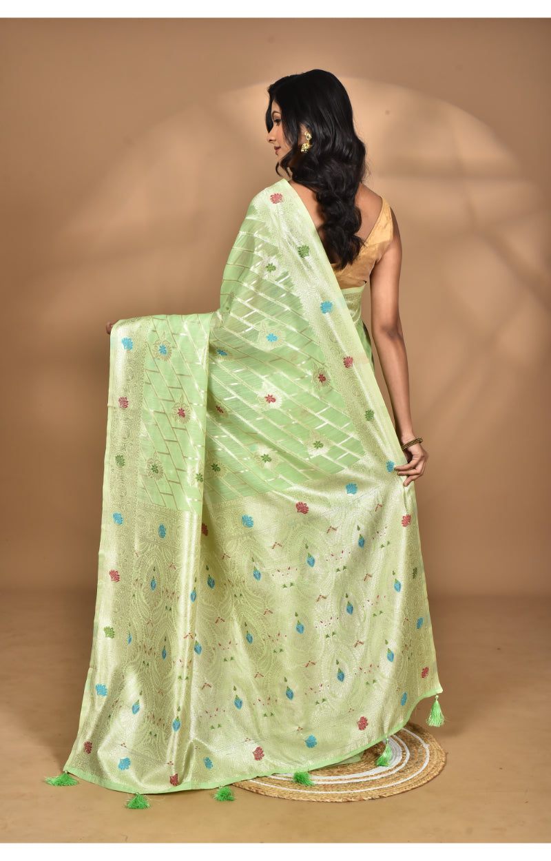 Morchari Women Desgin Chanderi Silk Saree-Green