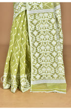 Morchari Pure Cotton Dhakai Jamdani Handloom Saree-Green