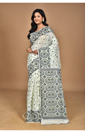 Morchari Pure Cotton Dhakai Jamdani Handloom Saree-Cream