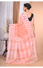 Morchari Pure Cotton Dhakai Jamdani Handloom Saree-Peach